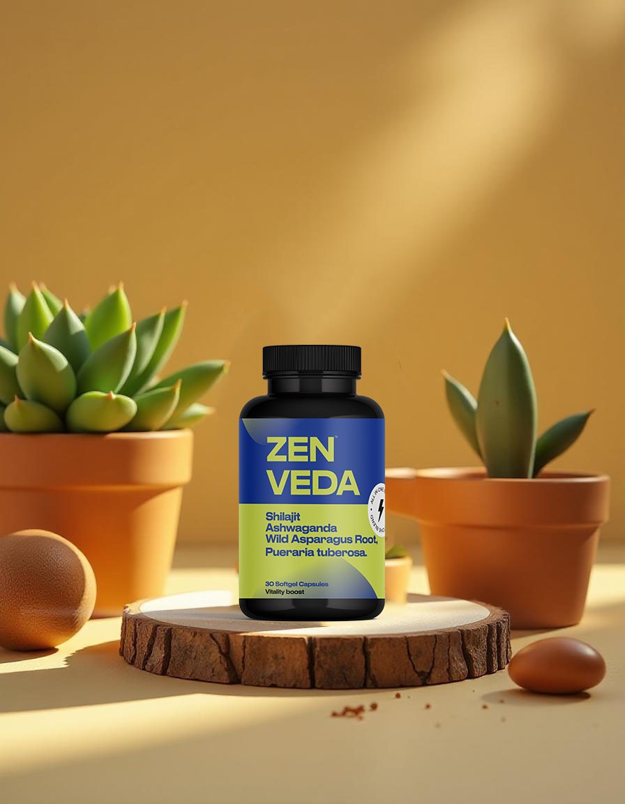 Zen Veda™ Men’s Vitality Boost: Shilajit, Ashwagandha & Pueraria Tuberosa for Strength & Endurance Softgel Capsule