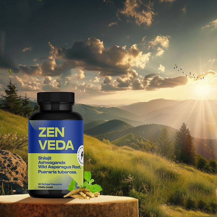 Zen Veda™ Men’s Vitality Boost: Shilajit, Ashwagandha & Pueraria Tuberosa for Strength & Endurance