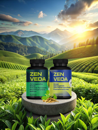 Zen Veda™ Men’s Vitality Boost: Shilajit, Ashwagandha & Pueraria Tuberosa for Strength & Endurance